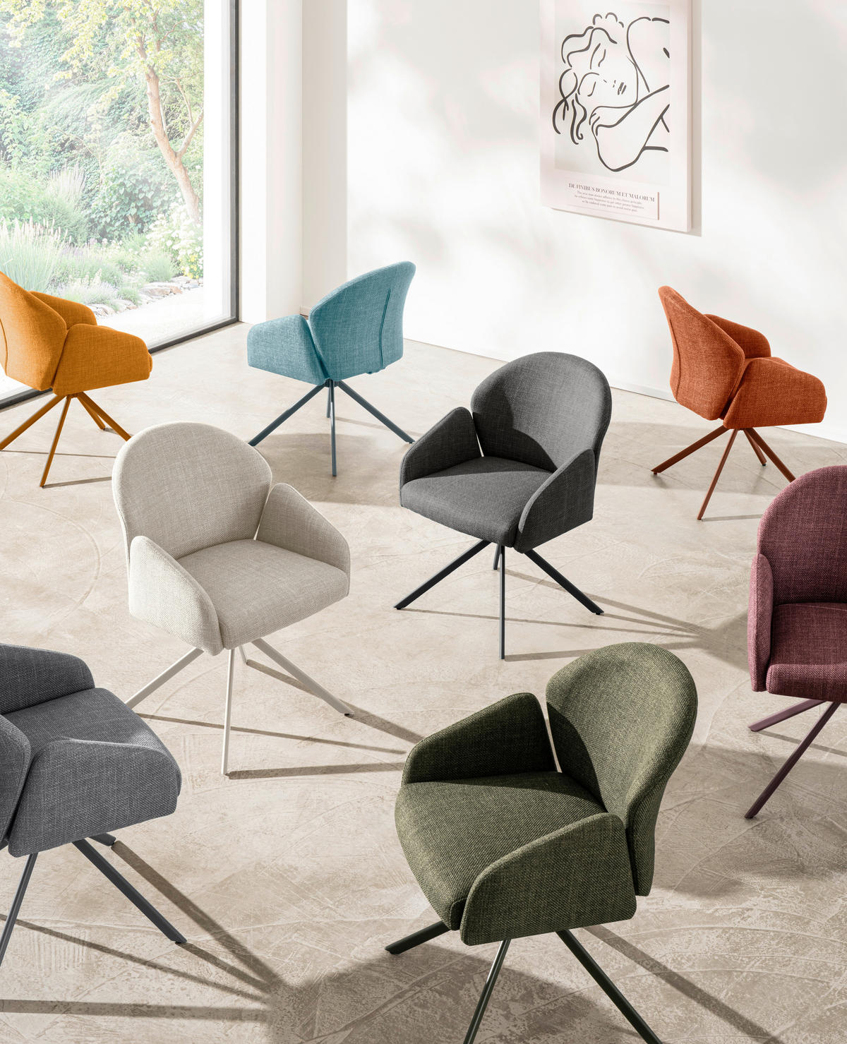 ARMLEHNSTUHL-SET 2 Stück  in Stahl Webstoff  - Grau, MODERN, Textil/Metall (56,5/84/61cm) - MID.YOU