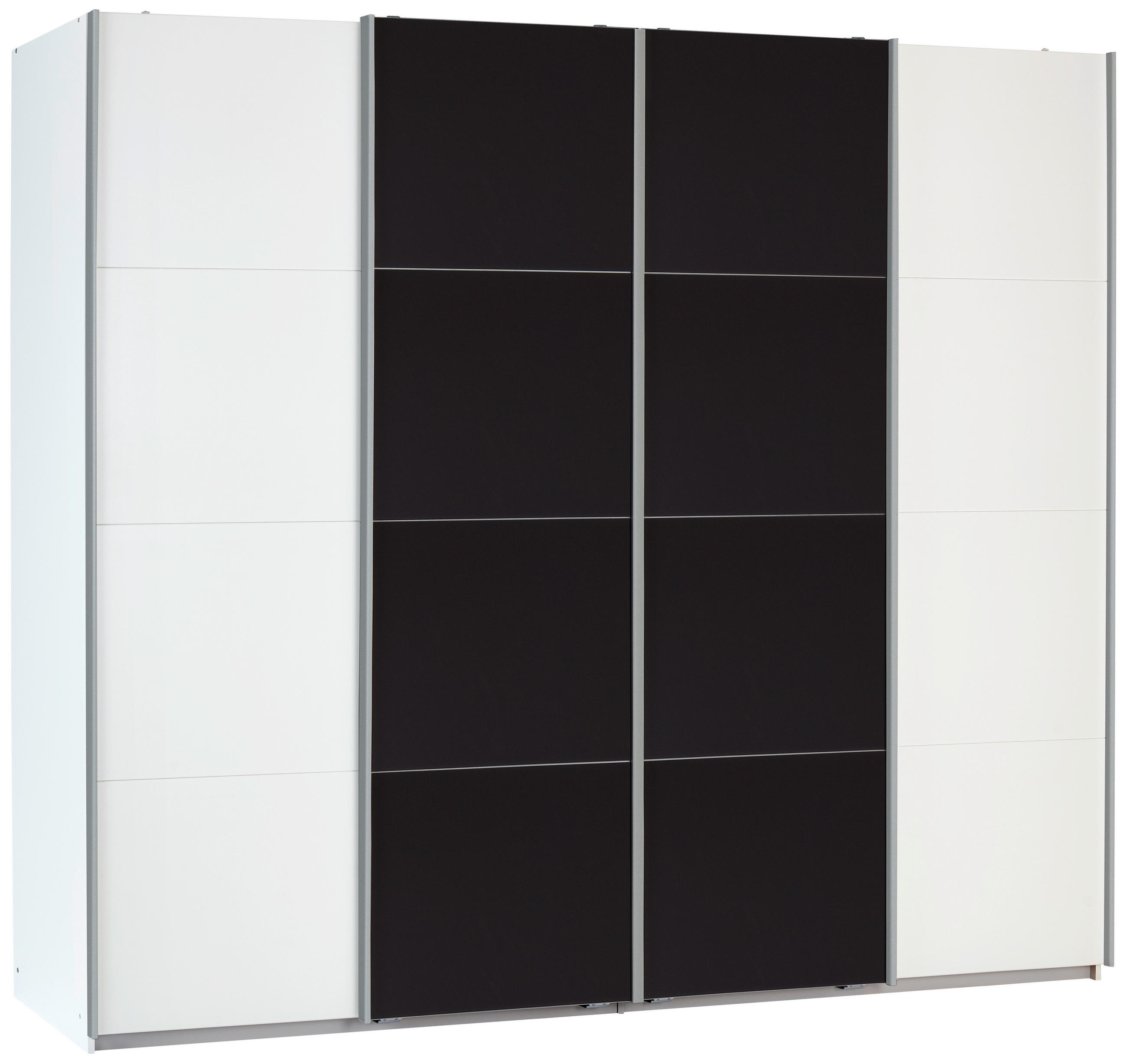 SCHIEBETÜRENSCHRANK 271/211/62 cm 4-türig Weiß  - Dunkelgrau/Alufarben, MODERN, Glas/Holzwerkstoff (271/211/62cm) - James Wood