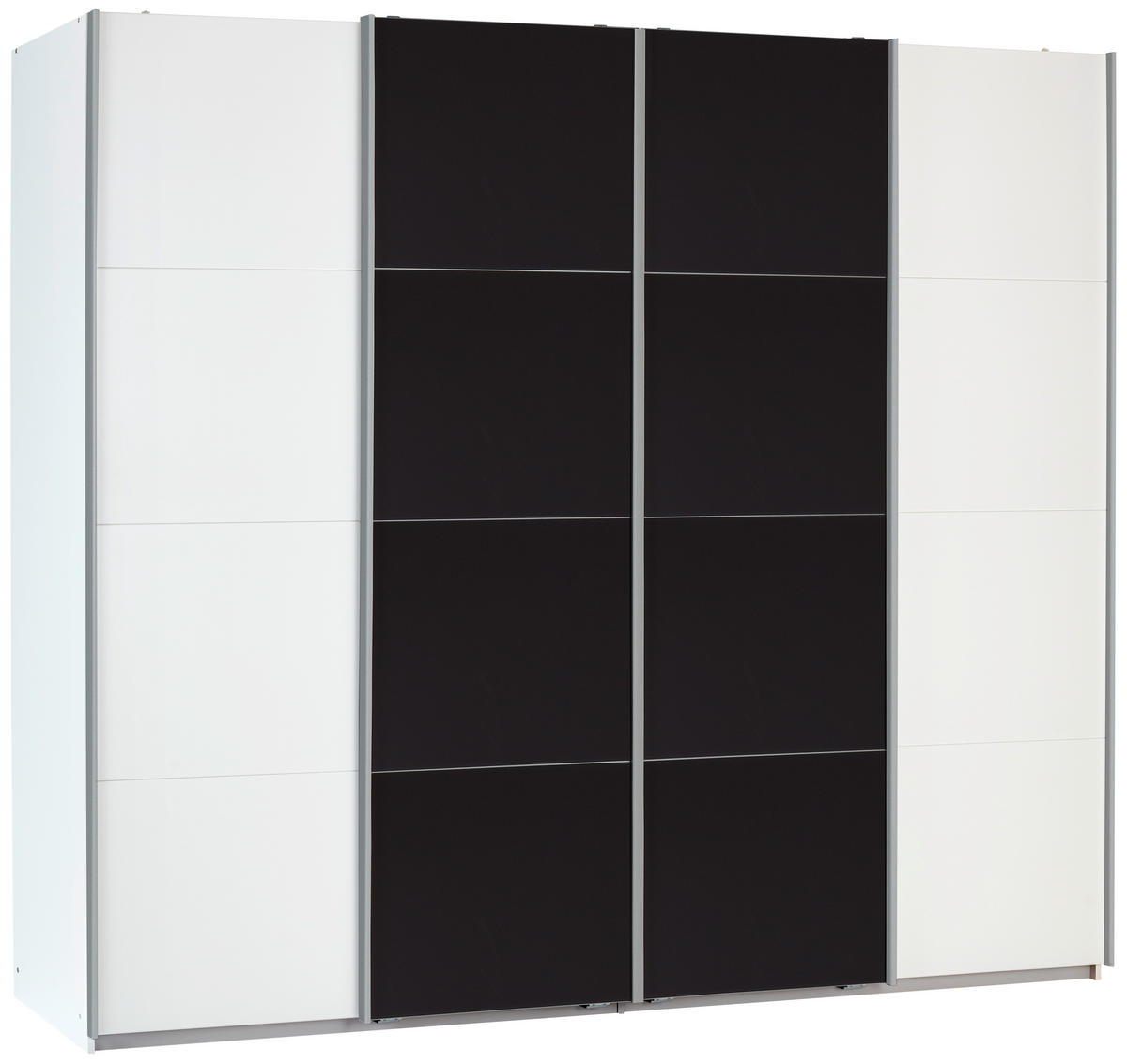 SCHIEBETÜRENSCHRANK 361/230/62 cm 4-türig Weiß  - Dunkelgrau/Alufarben, MODERN, Glas/Holzwerkstoff (361/230/62cm) - James Wood