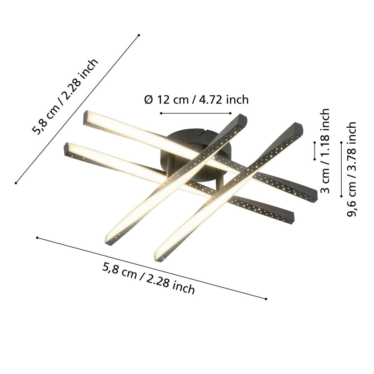 DECKENLEUCHTE 43,5/43,5/9,5 cm  - Schwarz/Weiß, Design, Kunststoff/Metall (43,5/43,5/9,5cm)