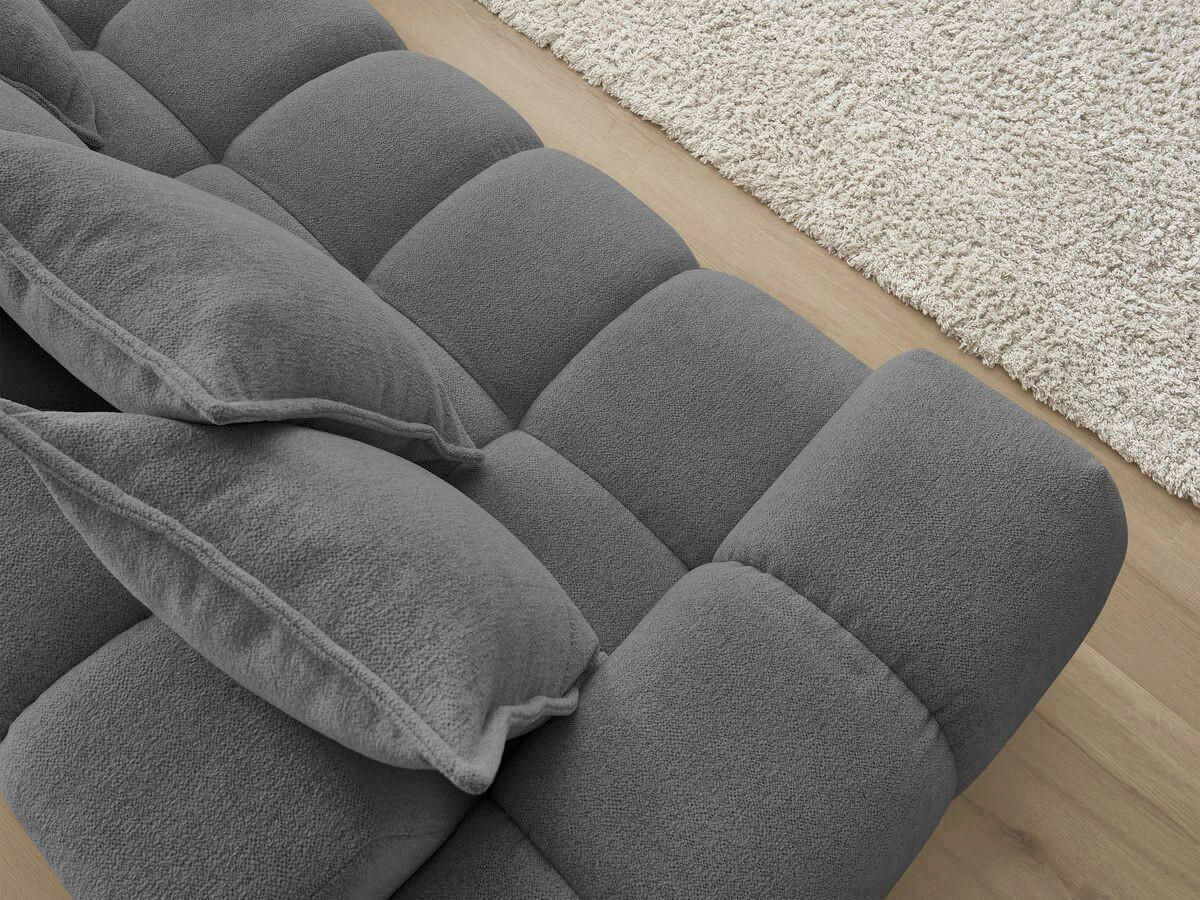 ECKSOFA Ottomane rechts  EVEREST Dunkelgrau Flachgewebe  - Dunkelgrau/Schwarz, MODERN, Kunststoff/Textil (352/210cm)
