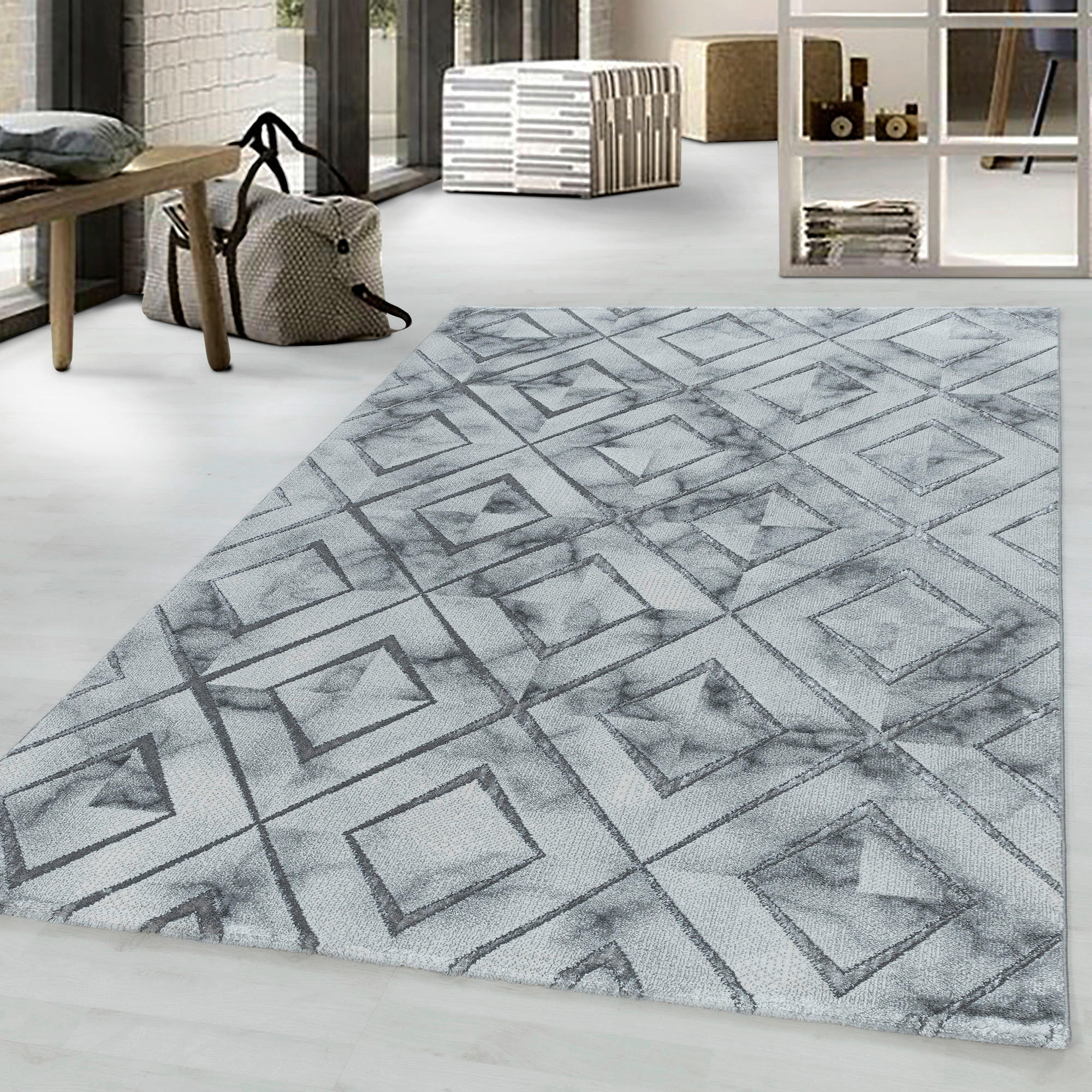 VÄVD MATTA 140/200 cm Naxos 3811 silber  - silver, Design, textil (140/200cm)