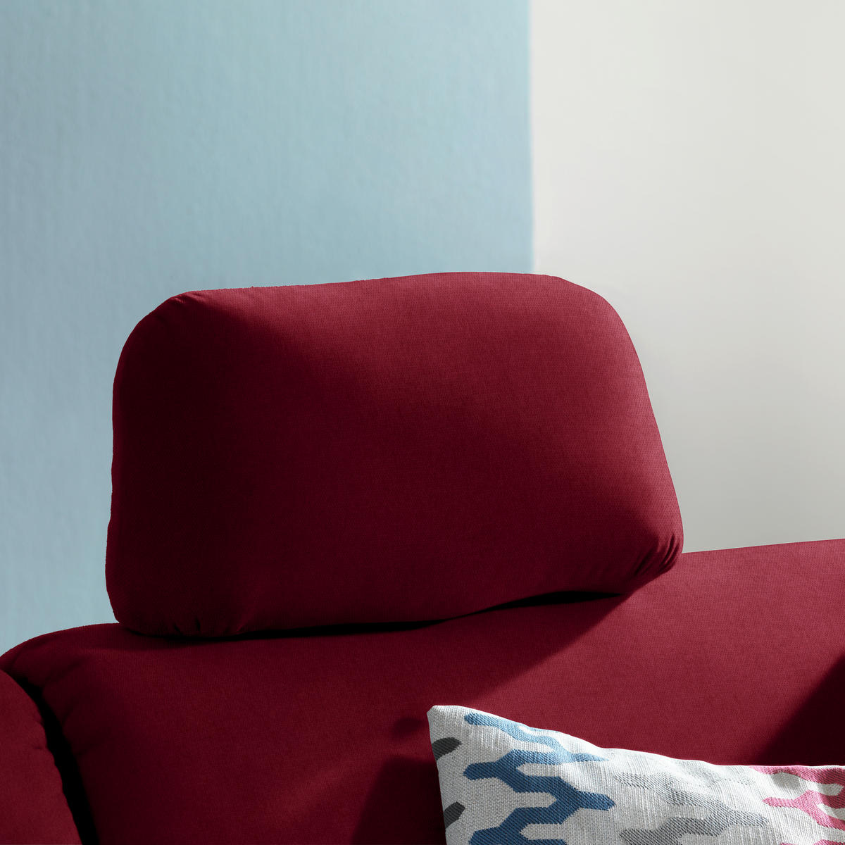 ECKSOFA in Flachgewebe Bordeaux  208/227 cm  - Eichefarben/Bordeaux, KONVENTIONELL, Holz/Textil (208/227cm) - Sedda
