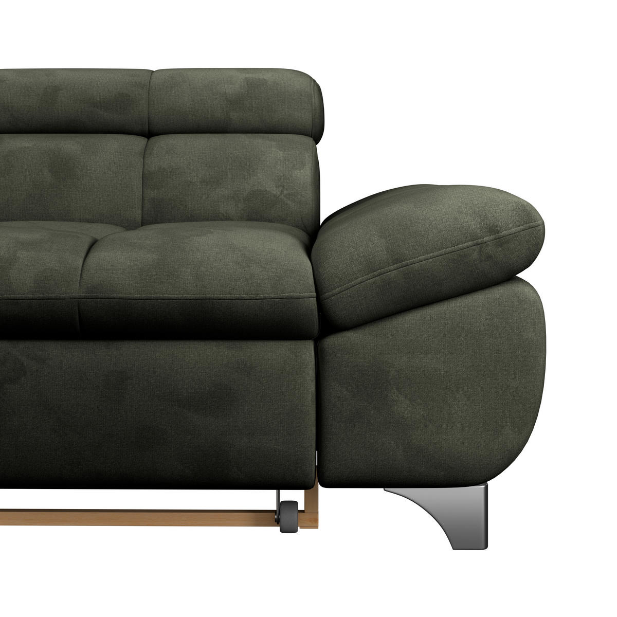 ECKSOFA Dunkelgrün Chenille  - Chromfarben/Dunkelgrün, KONVENTIONELL, Textil/Metall (234/312cm) - Livetastic