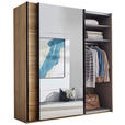 SCHWEBETÜRENSCHRANK 215/225,5/60,5 cm 2-türig Eichefarben  - Eichefarben/Schwarz, MODERN, Glas/Holzwerkstoff (215/225,5/60,5cm) - Xora