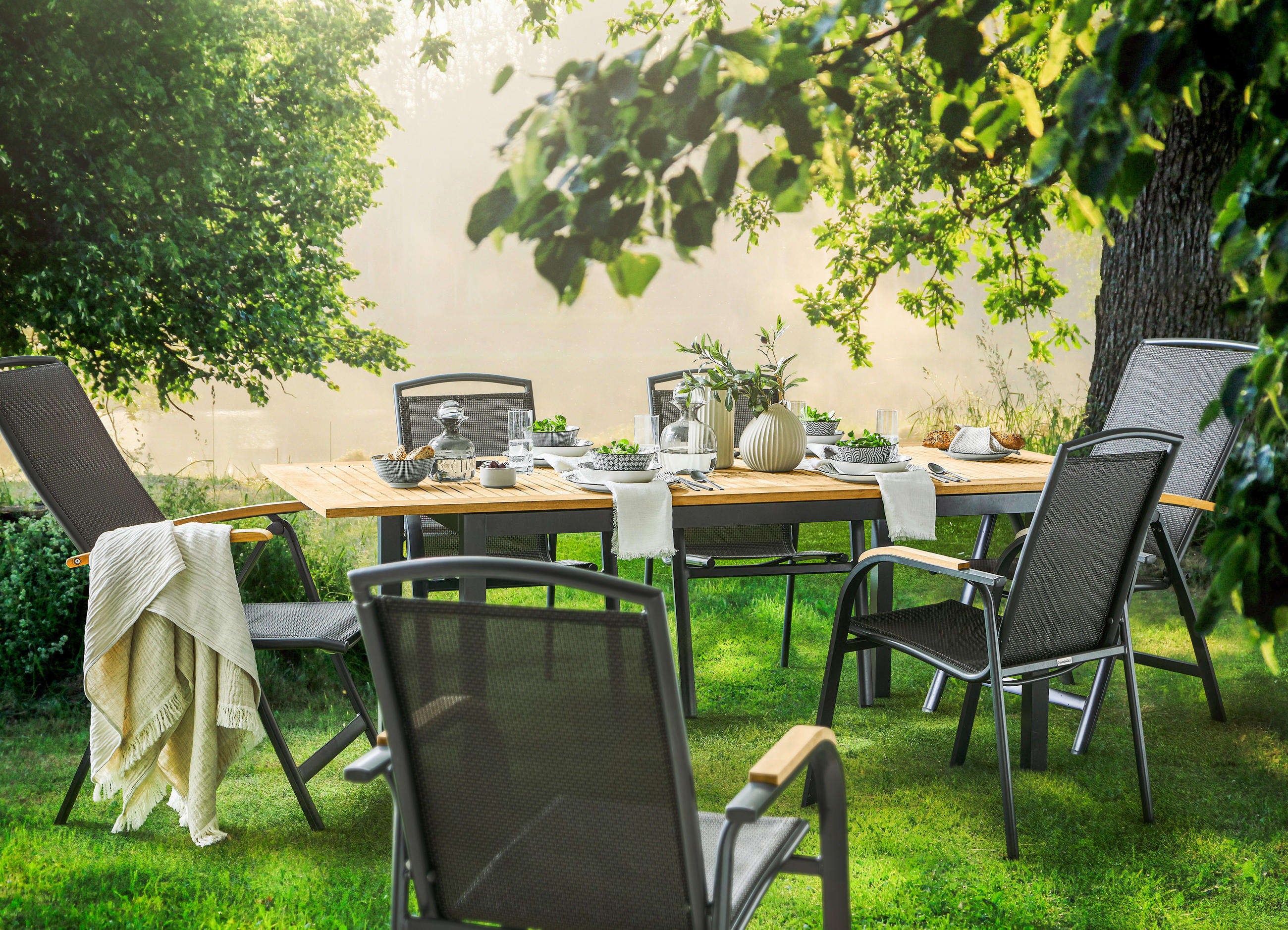 STOL VRTNI antracit, prirodne boje drvo, metal - prirodne boje/antracit, Basics, drvo/metal (150-210/90/74cm) - Ambia Garden