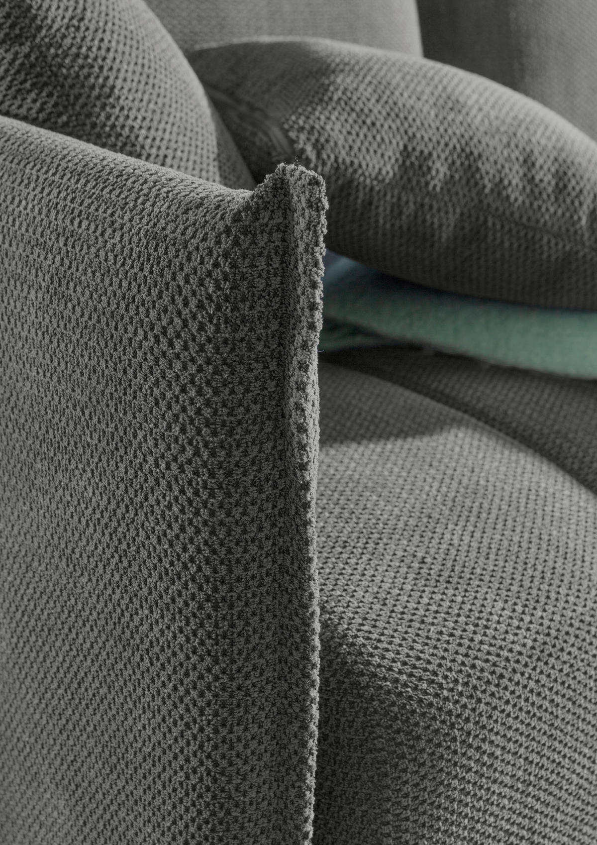 SCHLAFSOFA Plüsch Grau  inkl. Zierkissen, Rückenkissen, Bettkasten, Schlaffunktion, Rücken echt, Liegefläche im Originalstoff  - Schwarz/Grau, KONVENTIONELL, Kunststoff/Textil (200/73/105cm) - Carryhome
