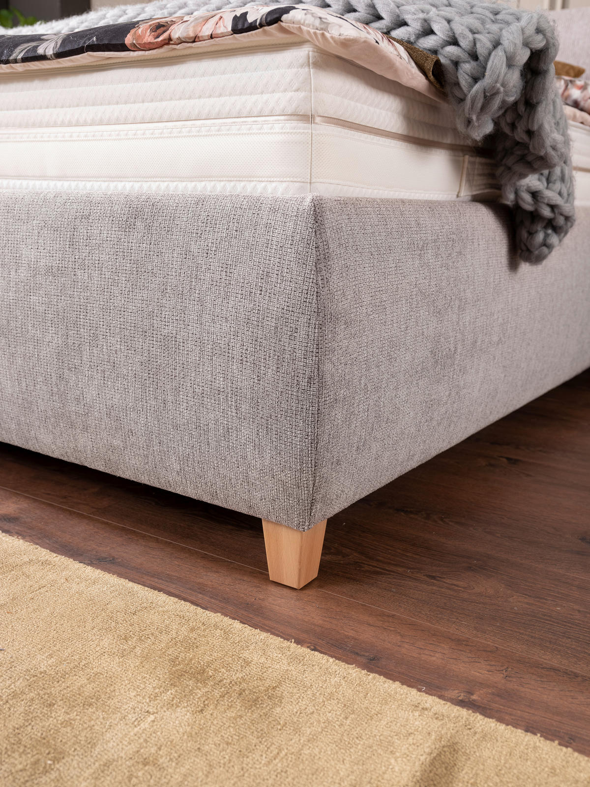 KÁRPITOZOTT ÁGY 180/200 cm  szürke  - szürke, Basics, textil/fa (180/200cm) - Esposa