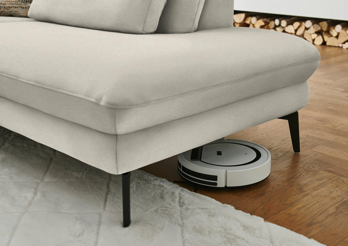 WOHNLANDSCHAFT  in Chenille, Flachgewebe Naturfarben  - Schwarz/Naturfarben, Design, Textil/Metall (180/344/208cm) - Dieter Knoll