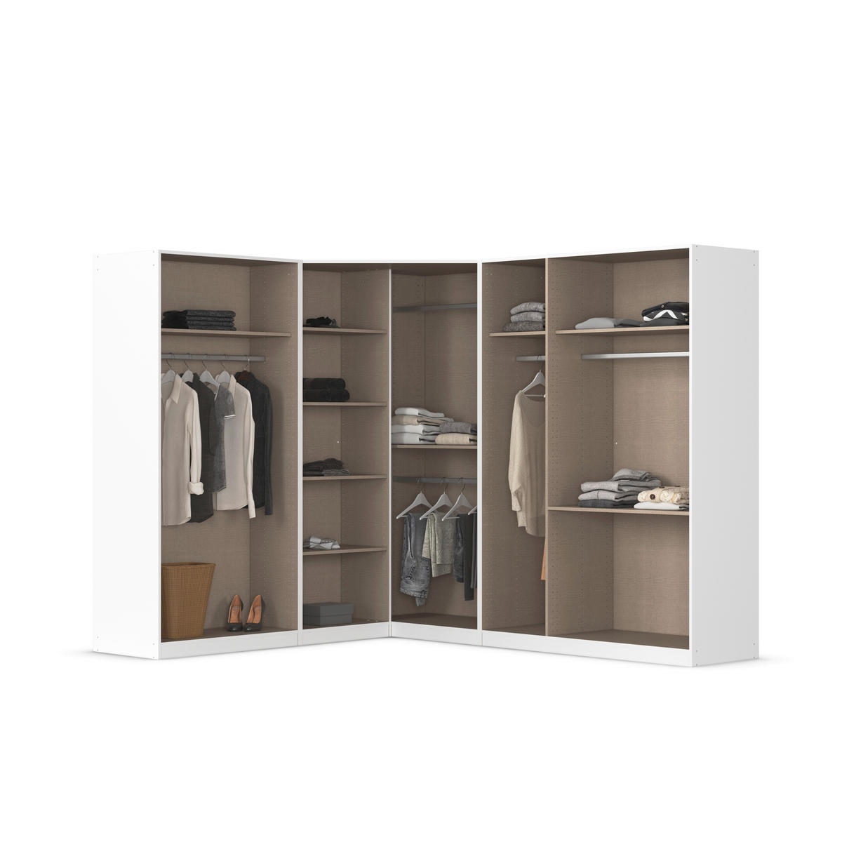ECKKLEIDERSCHRANK 208/197/253 cm  - Chromfarben/Weiß, MODERN, Holzwerkstoff (208/197/253cm) - Rauch Möbel