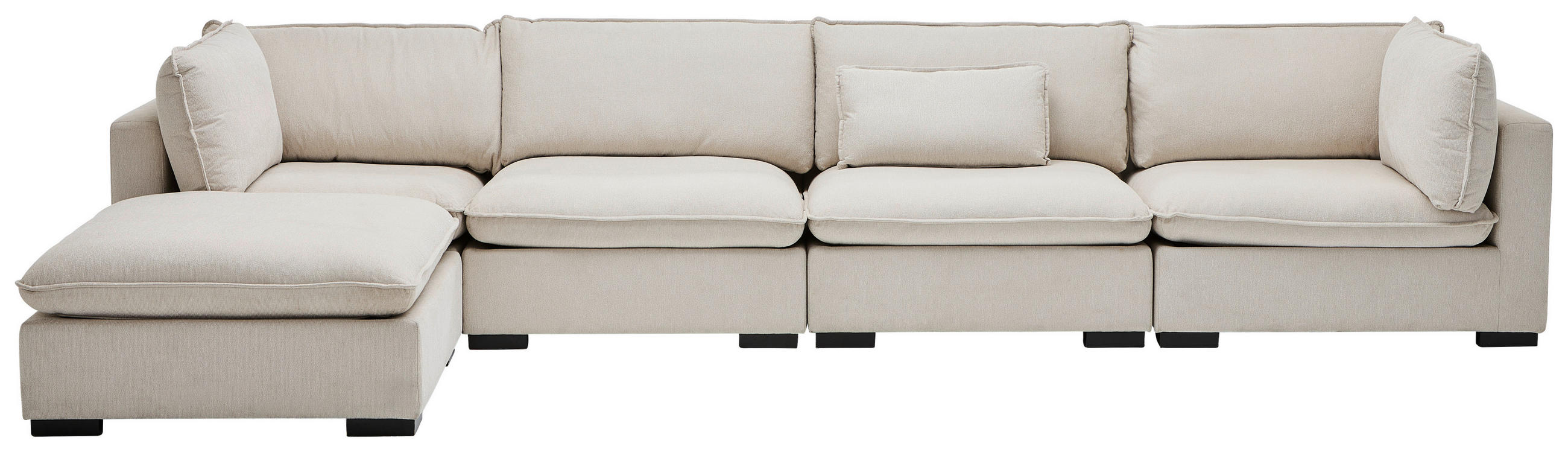 Thumbnail - Livetastic Ecksofa, Creme, Textil, Kautschukholz, massiv, 5-Sitzer, Füllung: Polyester, Ottomane links, L-Form, 315x301 ...
