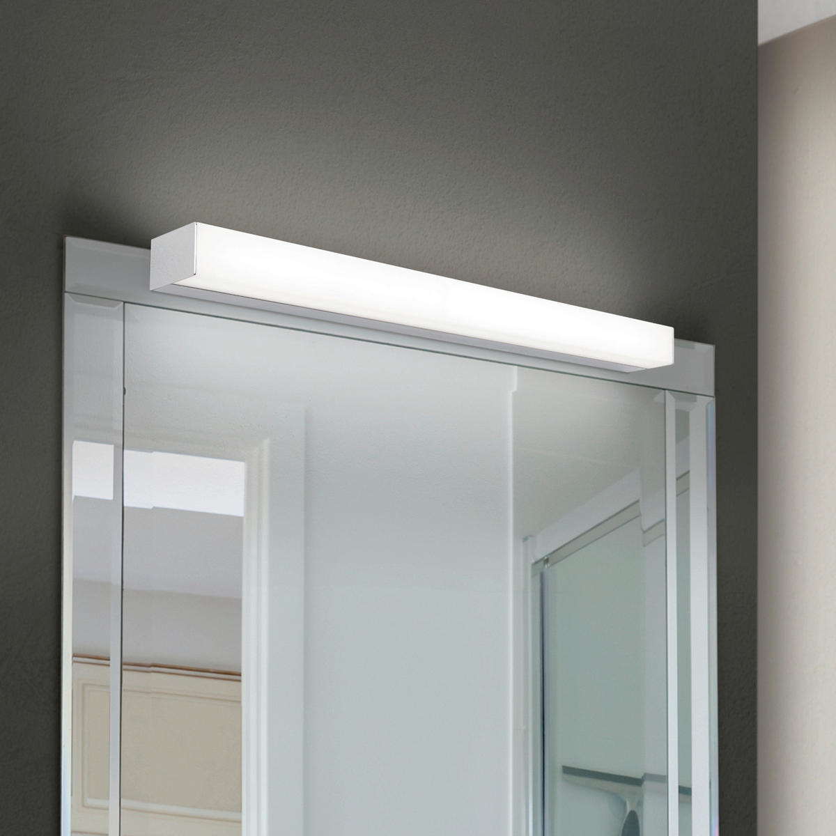 SPIEGELLEUCHTE Horizon   - Chromfarben/Weiß, KONVENTIONELL, Kunststoff/Metall (60/4/5,8cm)