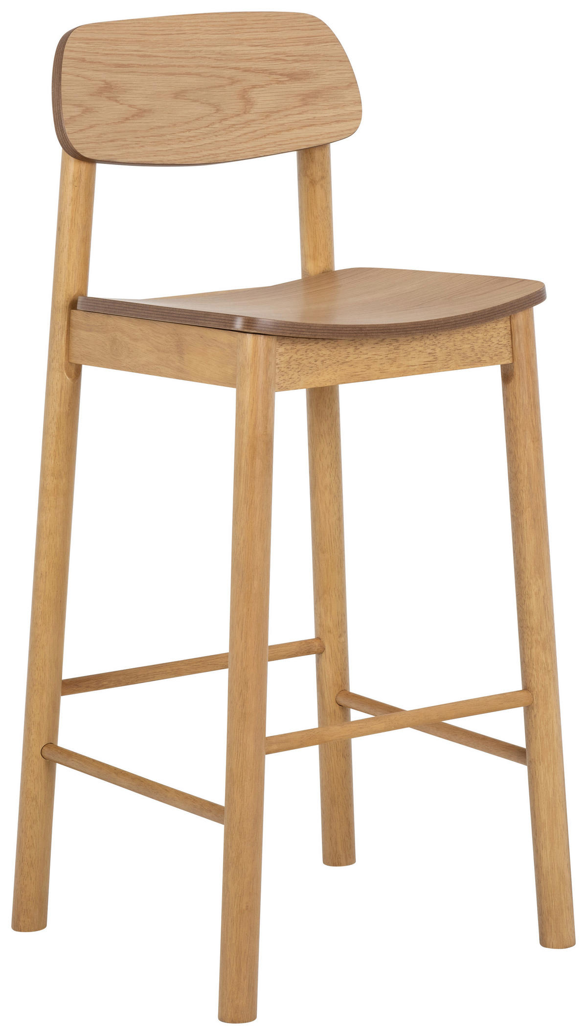 BARHOCKER in Holz Eichefarben  - Eichefarben, Trend, Holz (43,5/105/46,5cm) - MID.YOU