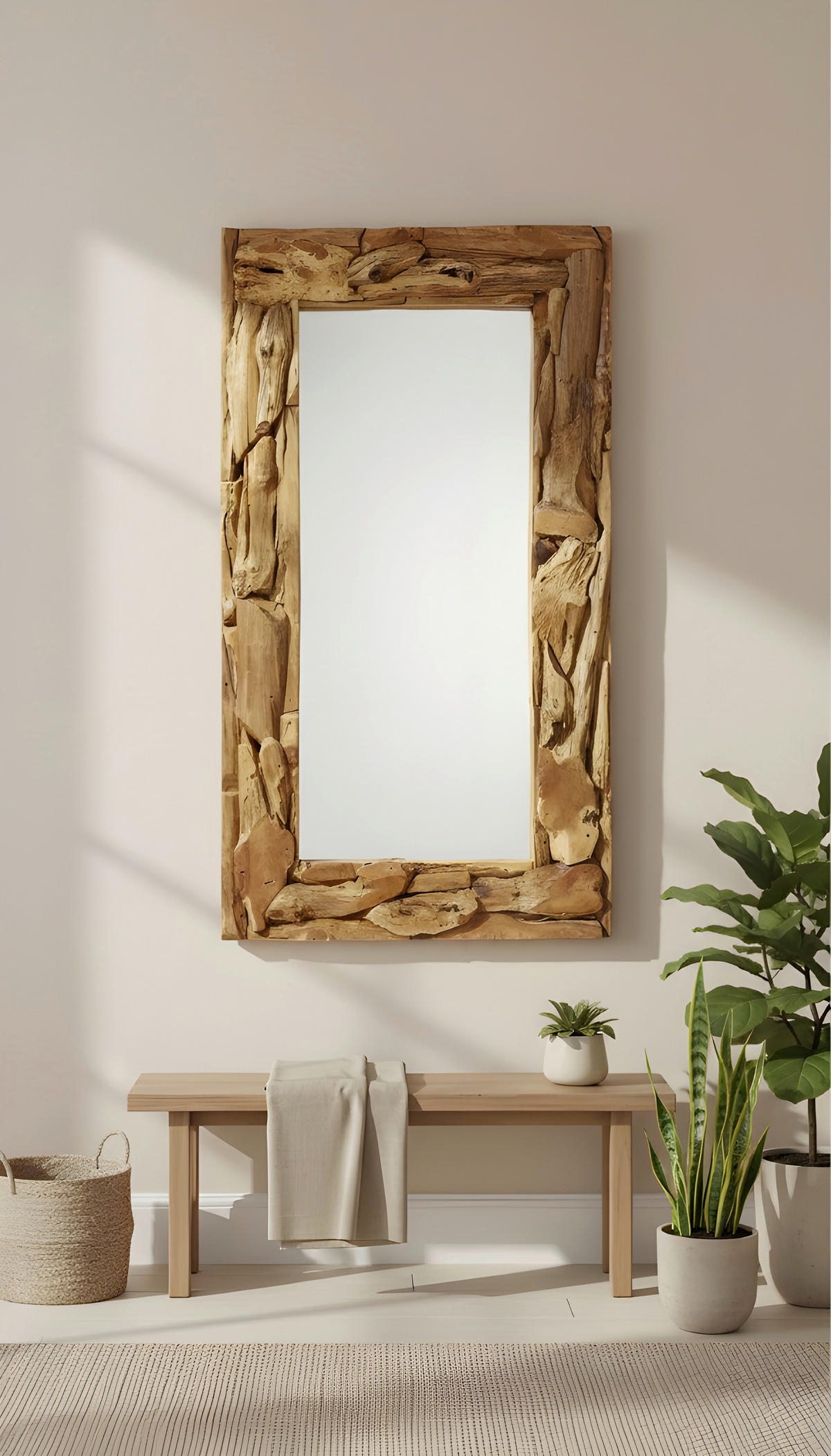 WANDSPIEGEL 100/180/7 cm    in rechteckig  - Teakfarben, LIFESTYLE, Glas/Holz (100/180/7cm) - Landscape