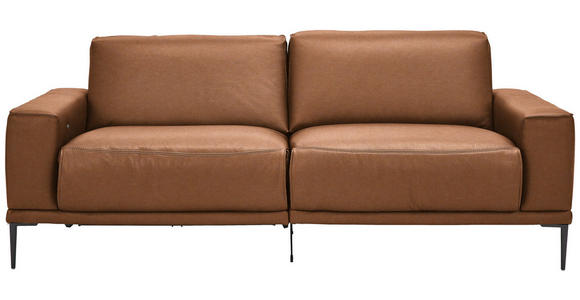 2,5-SITZER  in Echtleder Cognac   - Cognac/Schwarz, Design, Leder/Metall (200/102/92cm) - Johann Jakob