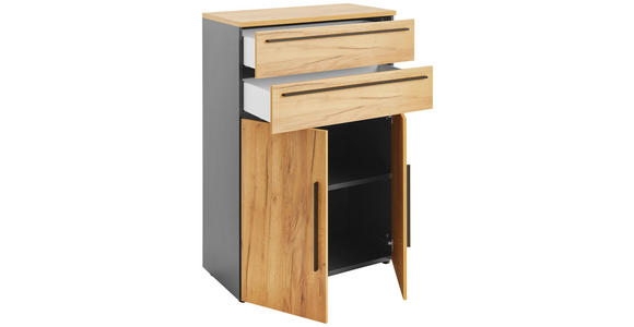 HIGHBOARD Graphitfarben, Eichefarben Einlegeboden  - Eichefarben/Schwarz, MODERN, Holzwerkstoff/Kunststoff (80/120/40cm) - Novel