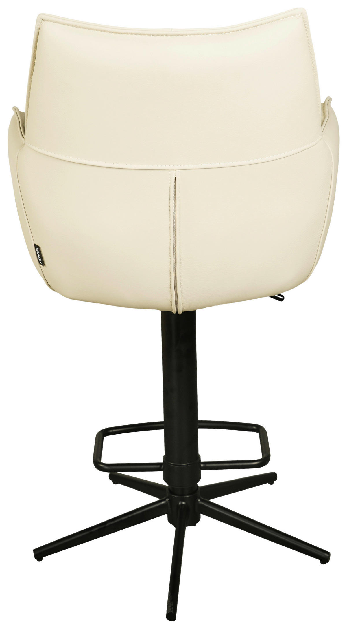 BARHOCKER Echtleder Creme, Schwarz Sitzfläche 360° drehbar  - Creme/Schwarz, Design, Leder/Metall (54/96-121/56cm) - Novel