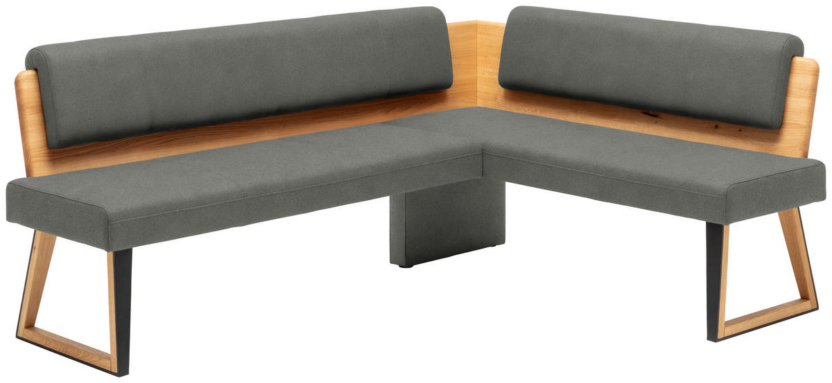 ECKBANK 215/165 cm  in Hellgrau, Wildeiche  - Wildeiche/Hellgrau, Design, Holz/Textil (215/165cm) - Venda