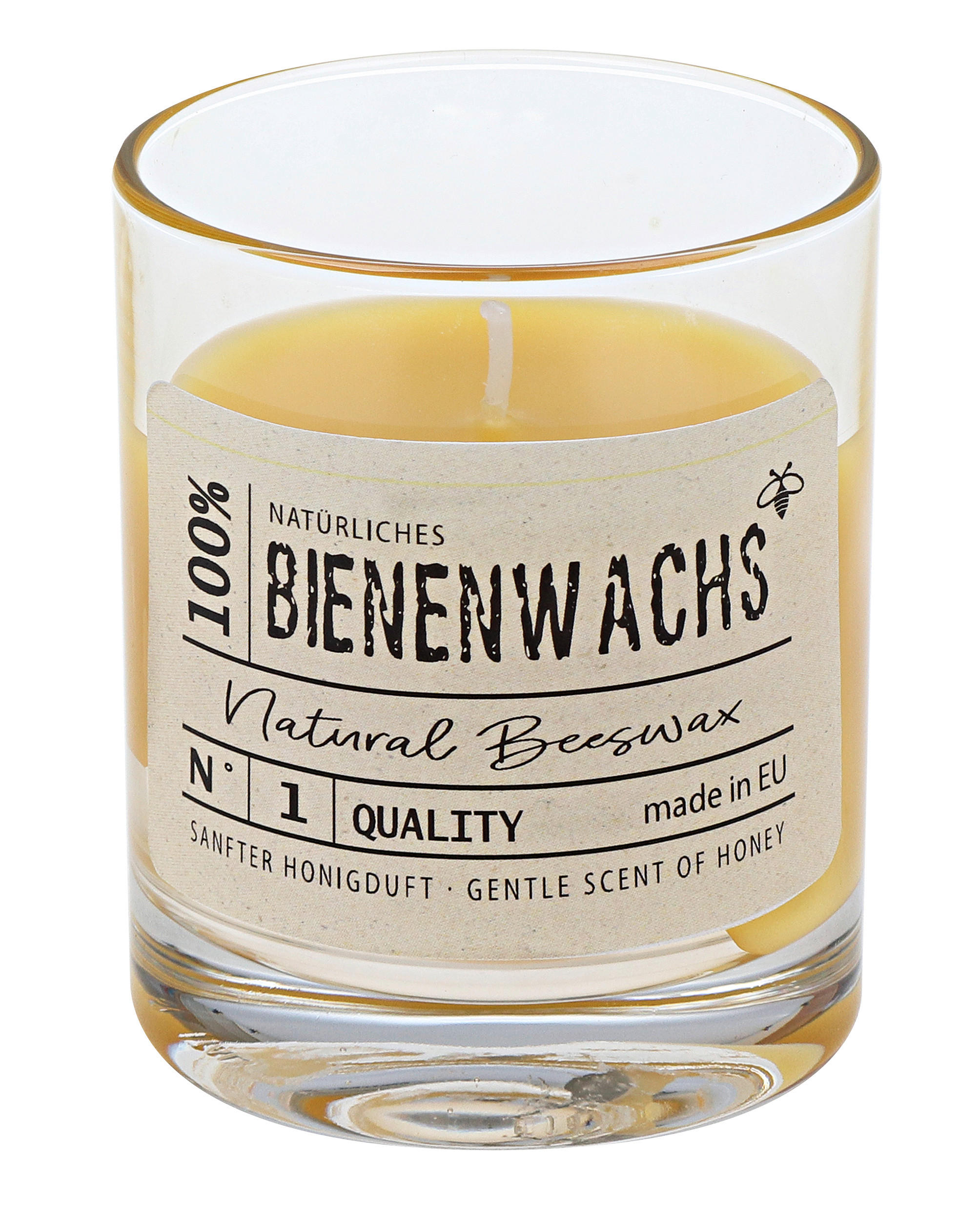 KERZE IM GLAS - Honig, Basics, Naturmaterialien (6,5/7,9cm)