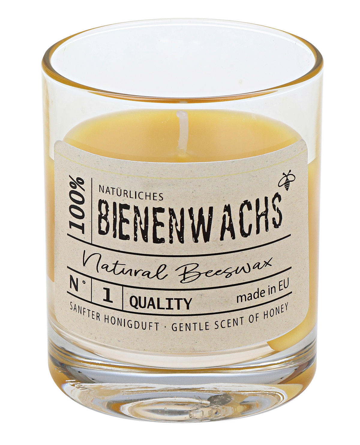 KERZE IM GLAS - Honig, Basics, Naturmaterialien (6,5/7,9cm) - Steinhart