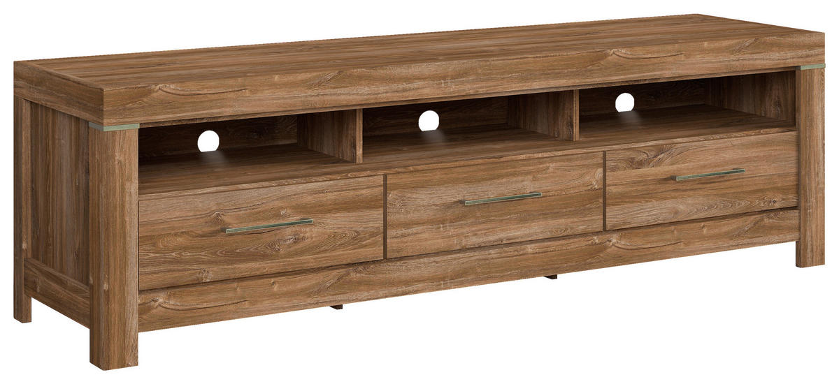 KOMODA POD TELEVIZI, barvy dubu, 200/60/54 cm - barvy dubu/barvy niklu, Design, kov/kompozitní dřevo (200/60/54cm) - Welnova