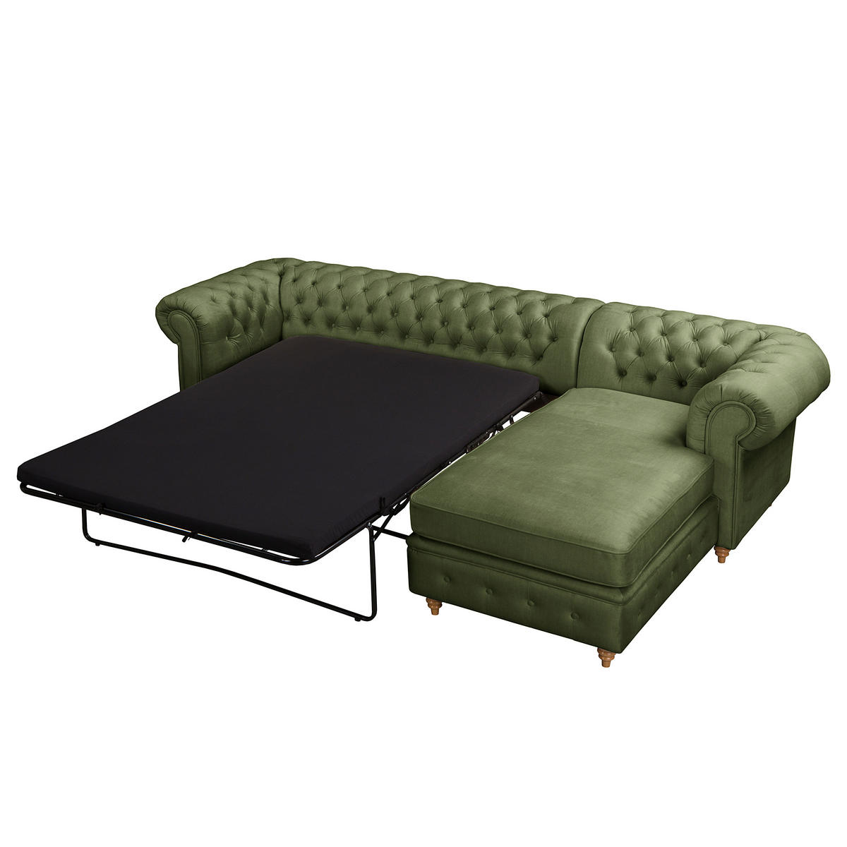 ECKSOFA Laura in Mikrofaser Dunkelgrün  284/182 cm  - Dunkelgrün/Creme, Design, Holz/Textil (284/182cm) - P & B