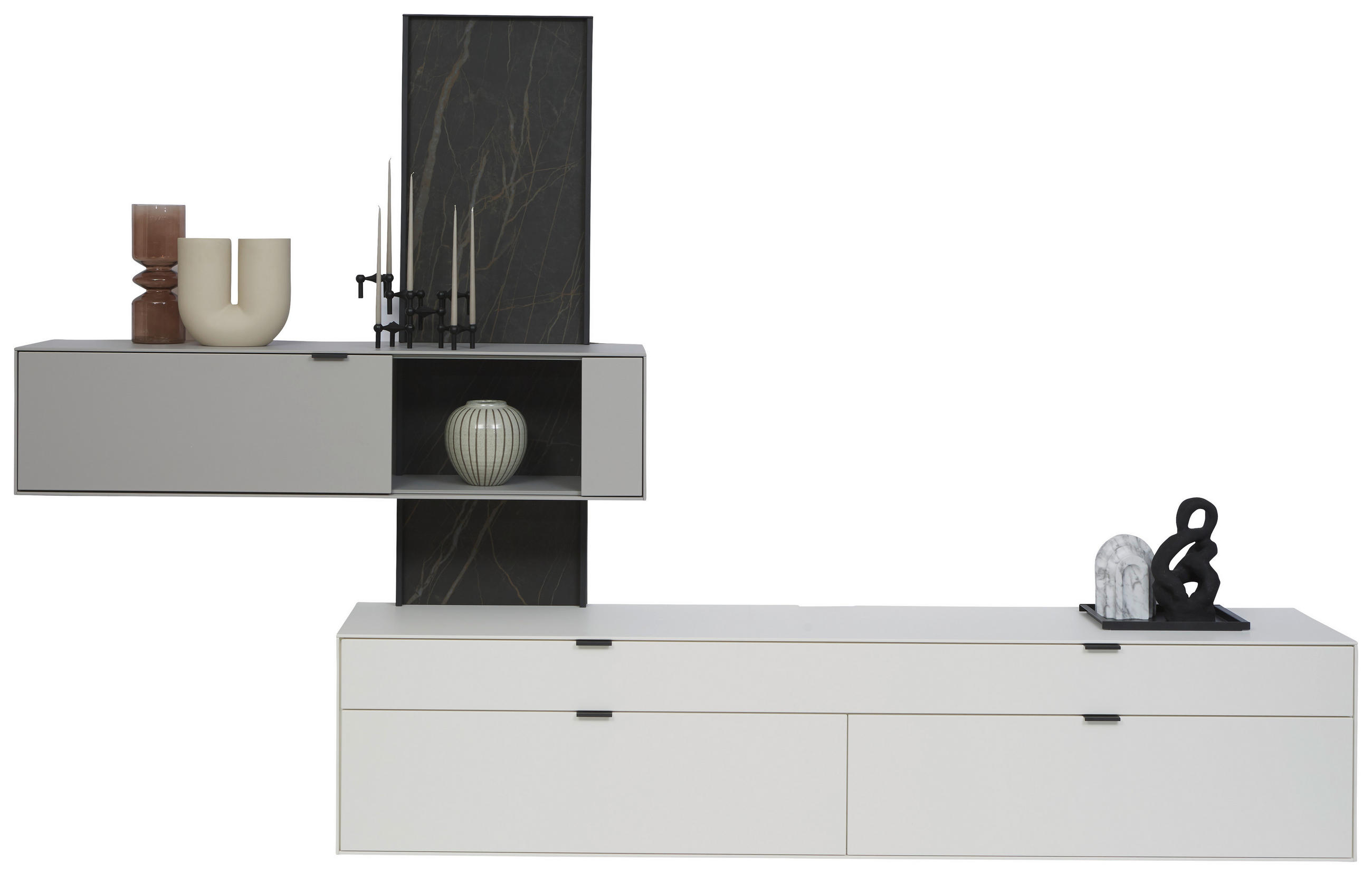 WOHNWAND  in Hellgrau 306/204,9/45,2 cm  - Hellgrau, Design, Glas/Keramik (306/204,9/45,2cm) - Dieter Knoll