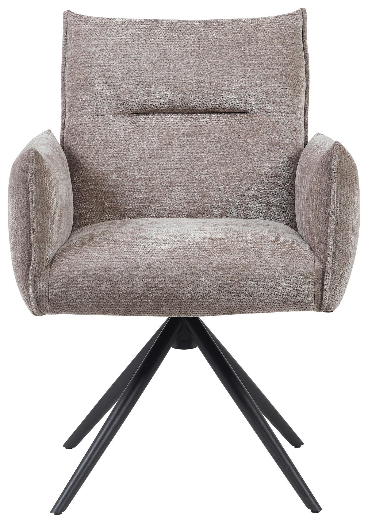 ARMLEHNSTUHL  Sitzfläche 360° drehbar, automatische Rückholfunktion Leinenoptik  - Taupe/Schwarz, Design, Textil/Metall (67/86/62cm) - Stylife