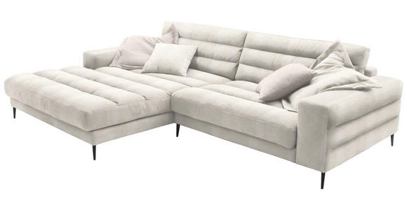 ECKSOFA in Flachgewebe Naturfarben 207/296 cm - Schwarz/Naturfarben, Design, Textil/Metall (207/296cm) - Dieter Knoll