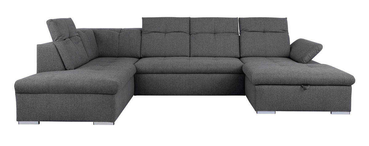 WOHNLANDSCHAFT - Dunkelgrau/Beige, Design, Textil/Metall (215/328/173cm) - MID.YOU