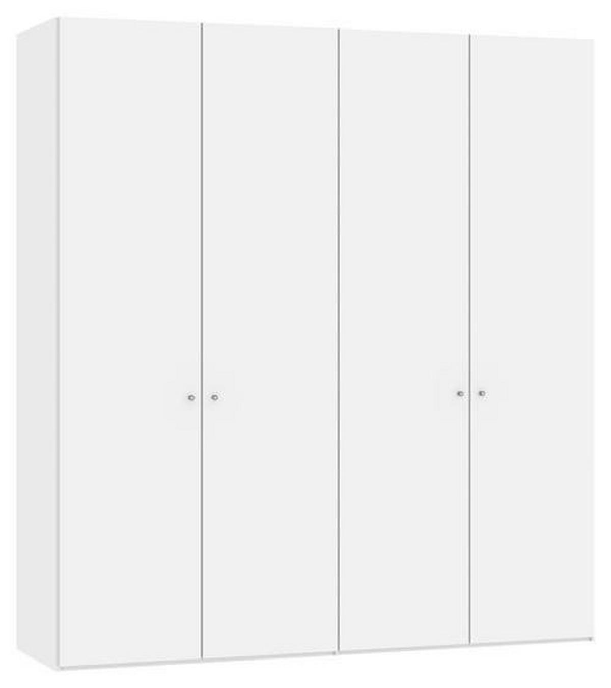 DREHTÜRENSCHRANK 203/220/40 cm 4-türig Weiß  - Silberfarben/Weiß, Design, Glas/Holzwerkstoff (203/220/40cm) - Jutzler