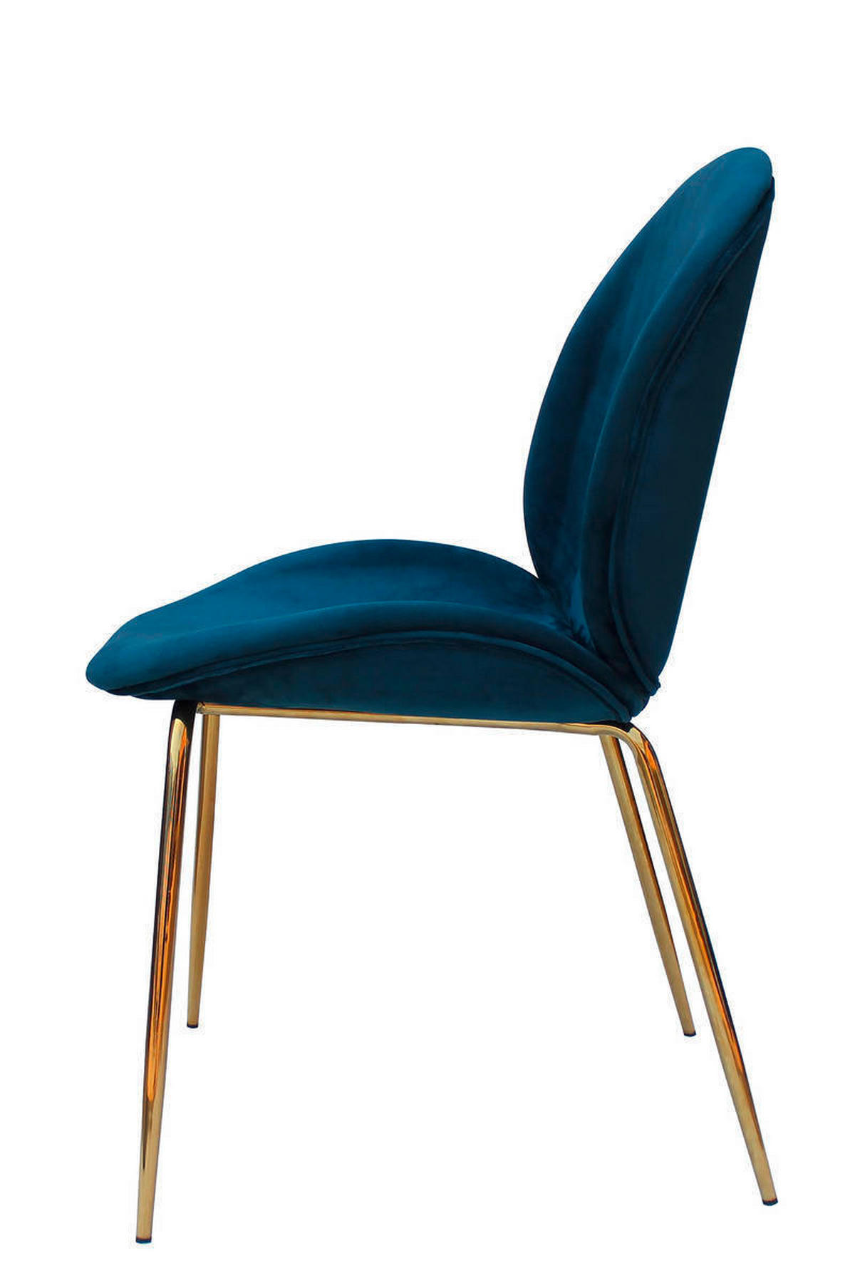 STUHL-SET 2 Stück  in Eisen  - Blau/Messingfarben, Design, Kunststoff/Metall (47/90/59cm) - Kayoom