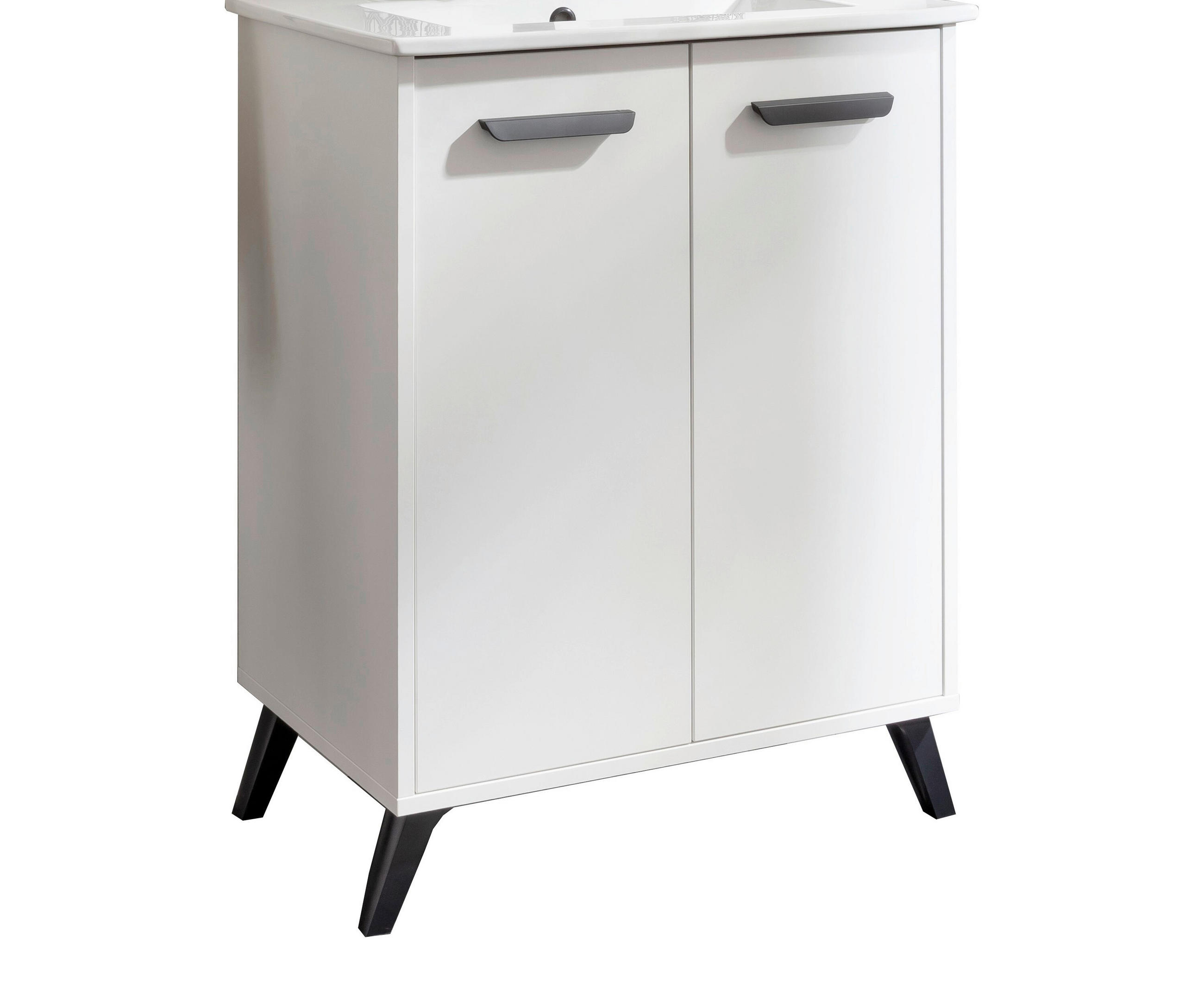 KUPAONICA   - bijela/crna, Basics, drvni materijal/keramika (61/84/40cm)