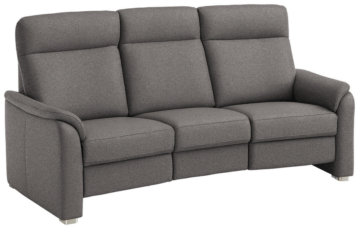 TRAPEZSOFA  in Flachgewebe Dunkelbraun  - Dunkelbraun/Alufarben, KONVENTIONELL, Textil/Metall (218/107/103cm) - Beldomo Comfort