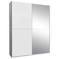 GARDEROB MED SKJUTDÖRRAR 170/195/59 cm 2-dörrar - klar/vit, Design, trämaterial/glas (170/195/59cm) - Best Price