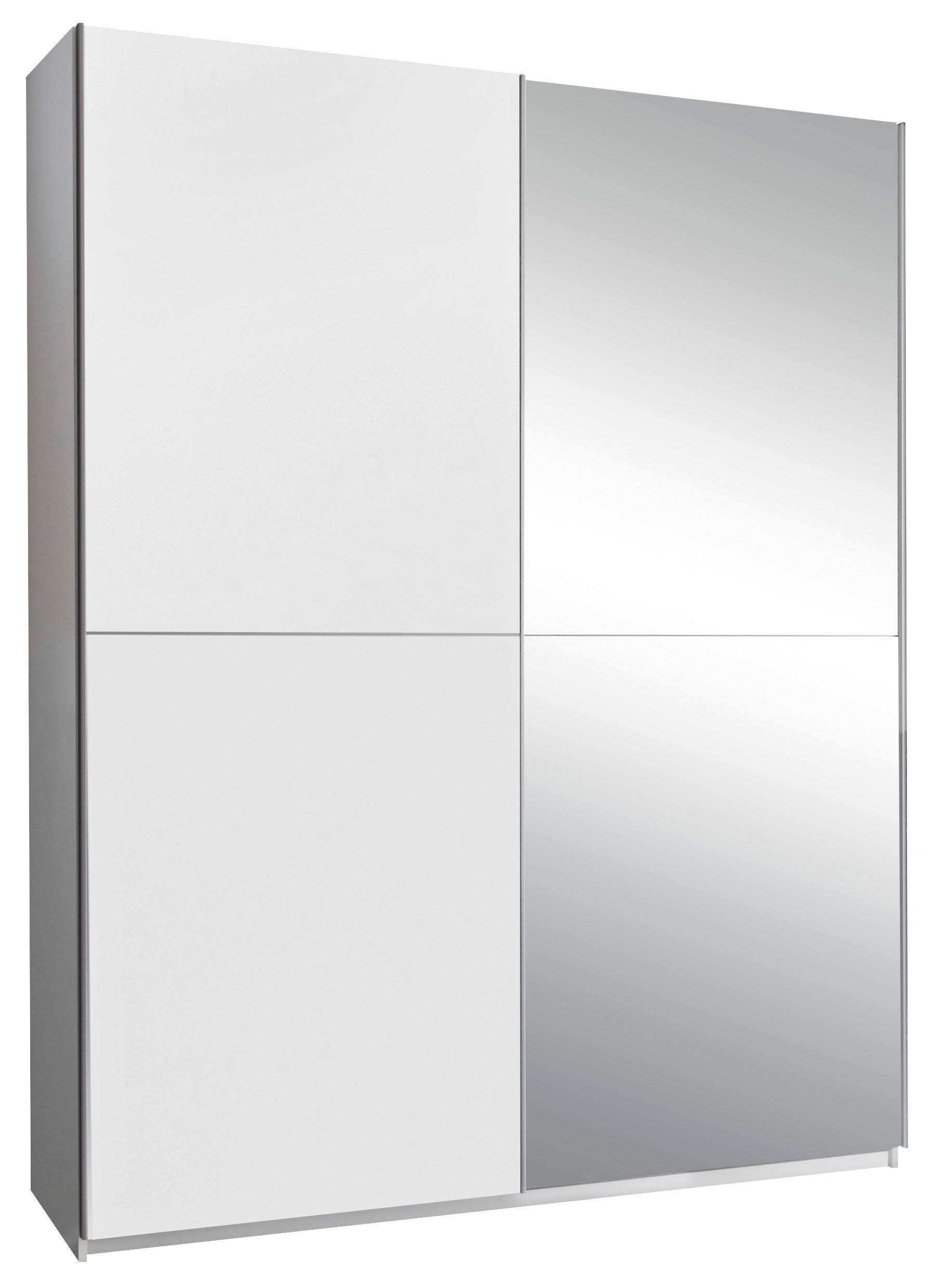 P & B Schwebetürenschrank Klar, Weiß 170x195x59 cm