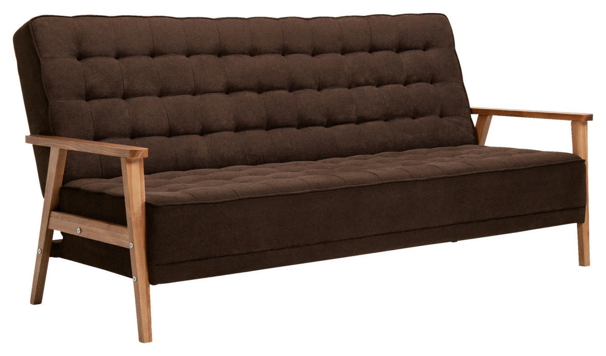SCHLAFSOFA in Textil Braun  - Eschefarben/Naturfarben, Design, Holz/Textil (202/95/95cm) - P & B