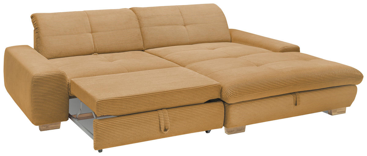 ECKSOFA Honig Cord  - Eichefarben/Honig, Design, Holz/Textil (276/198cm) - SetOne by Musterring