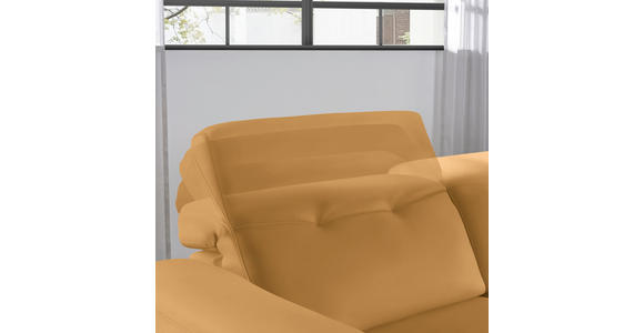 ECKSOFA  in Echtleder Senfgelb  305/163 cm  - Eichefarben/Senfgelb, Design, Leder/Holz (305/163cm) - Novel