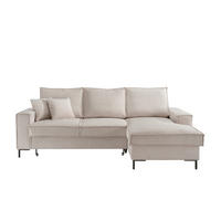 ECKSOFA Beige Cord  - Beige/Schwarz, MODERN, Textil/Metall (240/150cm) - Livetastic