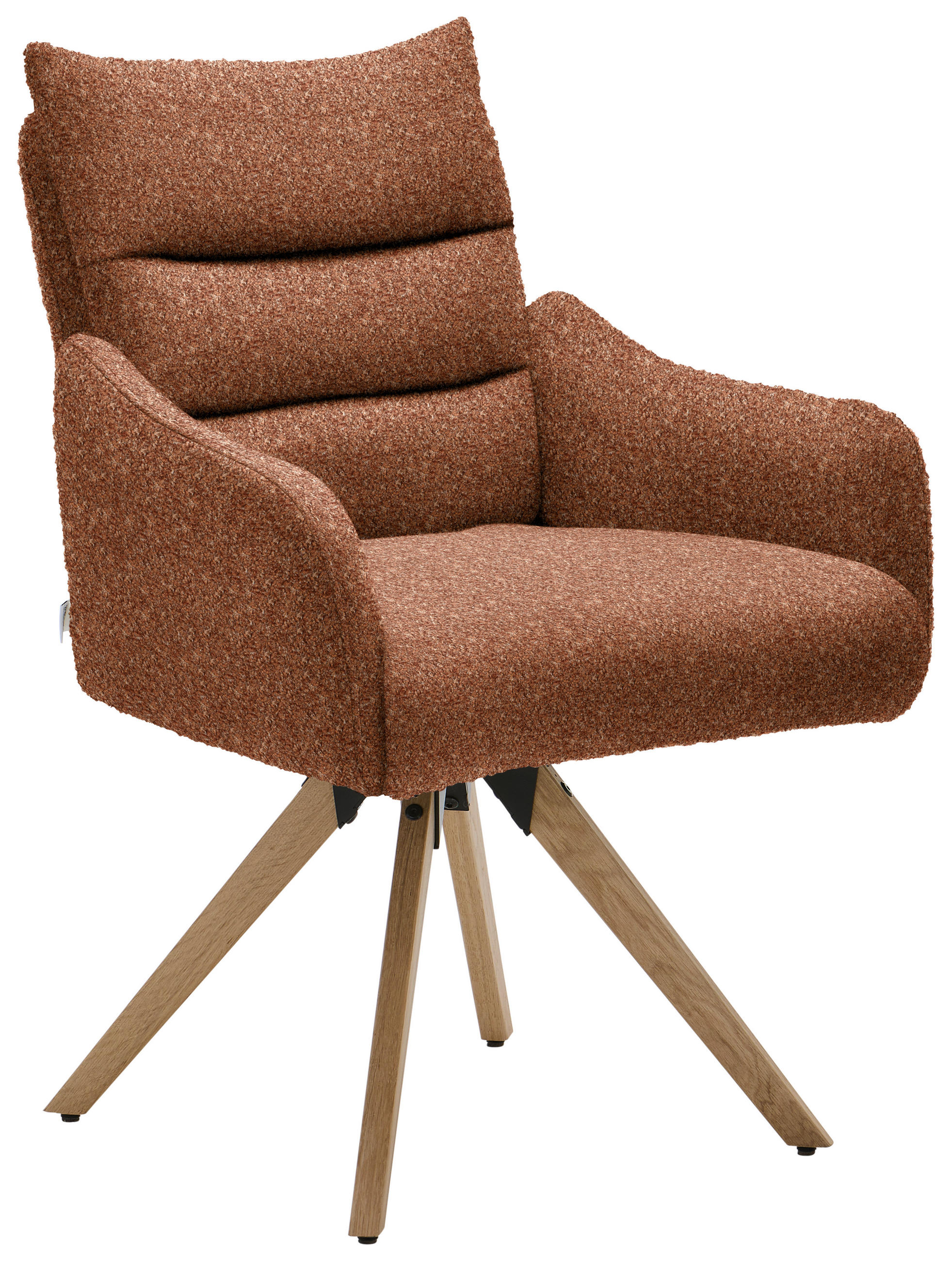 ARMLEHNSTUHL  Beinauswahl, Lederauswahl, Stoffauswahl, Gestellauswahl, Sitzfläche 180° drehbar, automatische Rückholfunktion Chenille  Rotbraun  - Rotbraun/Eichefarben, Design, Holz/Textil (62/86/68cm) - Welnova