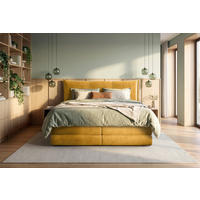 BOXSPRINGBETT 140/200 cm  Currygelb  - Currygelb/Schwarz, Modern, Holz/Holzwerkstoff (140/200cm) - MID.YOU