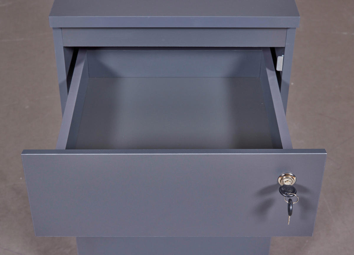 POJÍZDNÝ KONTEJNER, 44/76,9/51,3 cm - antracitová, Konvenční, kompozitní dřevo/plast (44/76,9/51,3cm) - Boxxx