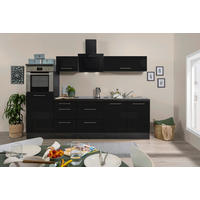 KÜCHENBLOCK 270 cm   Schwarz, Eichefarben  - Edelstahlfarben/Eichefarben, Basics, Holzwerkstoff/Metall (270cm) - Respekta