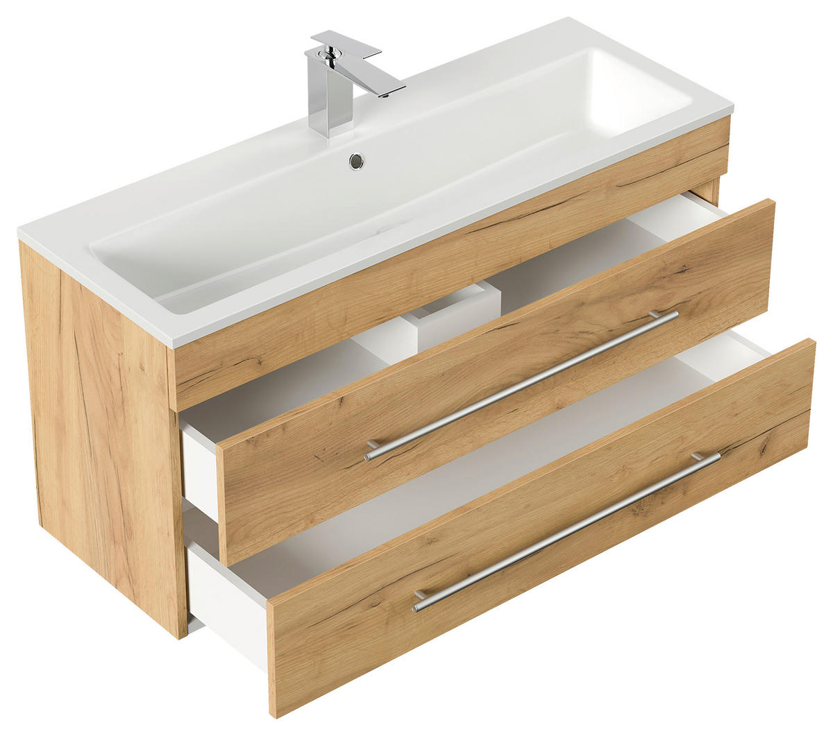 BADEZIMMER  in 100 cm  - Eichefarben/Silberfarben, MODERN, Keramik/Holzwerkstoff (100cm) - MID.YOU