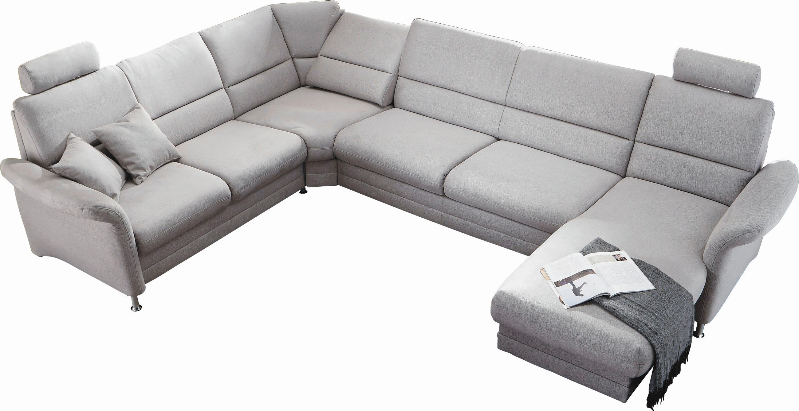WOHNLANDSCHAFT in Grau  - Alufarben/Grau, KONVENTIONELL, Textil/Metall (244/334/165cm) - Beldomo System