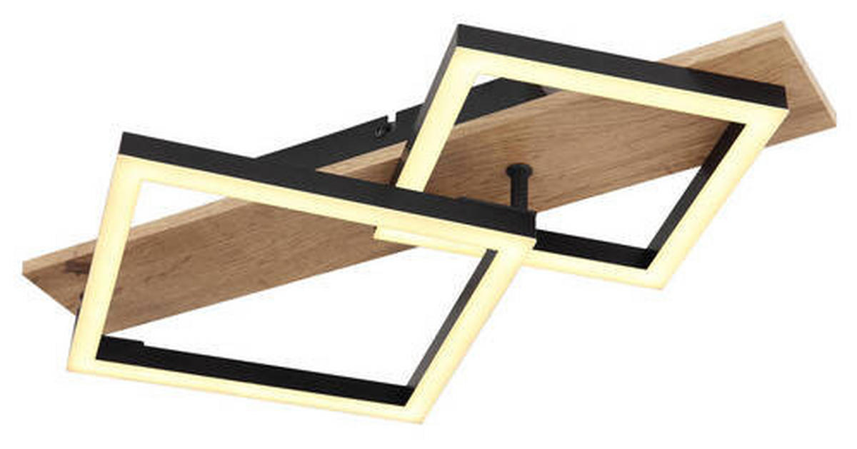 LED-DECKENLEUCHTE 18 W    47,5/31/8,5 cm  - Dunkelbraun/Opal, Natur, Holzwerkstoff/Kunststoff (47,5/31/8,5cm) - Globo