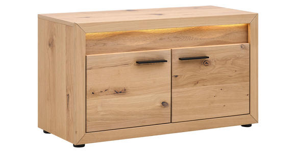 GARDEROBENBANK  in 99,6/57,4/40 cm  - Eichefarben/Schwarz, KONVENTIONELL, Holz/Metall (99,6/57,4/40cm) - Linea Natura