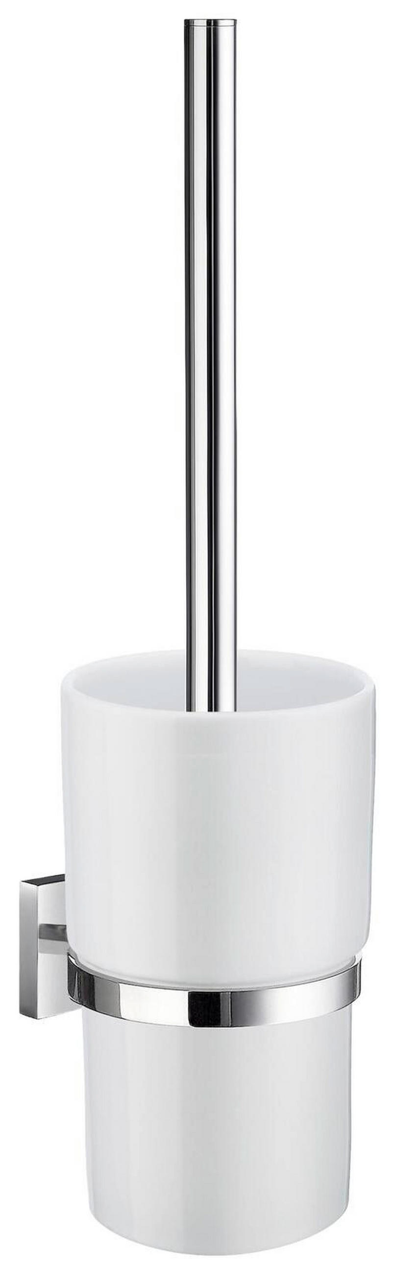WC GARNITURA SA ČETKOM  bela  keramika  - boja hroma/bela, Osnovno, metal/plastika (11,9/38/11,9cm)