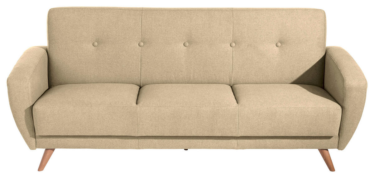 3-SITZER-SOFA Samt, Velours Beige  - Beige/Naturfarben, Design, Holz/Textil (208/85/82cm) - Max Winzer